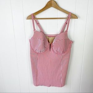 Cacique Red Striped Swim Tankini Top 40DDD